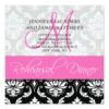 Rehearsal Dinner Invite Damask Monogram Hot Pink Square Invitation Card