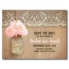 Romantic Mason Jar Pink Flowers Save The Date Postcard