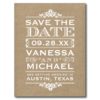 Rustic Burlap Modern Vintage Save The Date Postcard