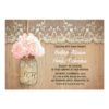 Rustic Country Mason Jar Pink Hydrangea Wedding Invitation Card
