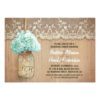 Rustic Mason Jar Teal Hydrangea Rehearsal Dinner Invitation Card