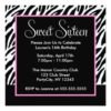 Sassy Pink And Black Zebra Print Square Paper Invitation Card