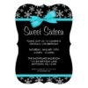 Snowflakes Teal Bow Winter Wonderland Sweet 16 Invitation Card