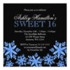Sparkle Snowflakes Blue Sweet 16 Winter Wonderland Square Paper Invitation Card
