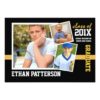 Sporty 3 Photo Graduation Announcement Black Gold Invitation Card