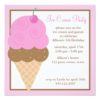 Strawberry Pink Ice Cream Cone Square Paper Invitation Card