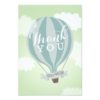 Stylish Hot Air Blue Balloon Flat Thank You Card Invitation Card