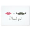 Stylish Mustache And Lips Thank You Paper Invitation Card