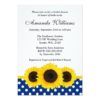 Sunflower White And Blue Polka Dot Bridal Shower Invitation Card