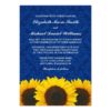 Sunflowers Blue Damask Wedding Invitation Card
