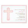 Sweet Pink Cross Baptism Christening Invitation Card