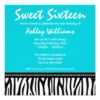 Teal Blue Zebra Sweet 16 Invitations Square Invitation Card