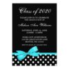 Teal Bow Polka Dots Graduation Announcement Invitation Card