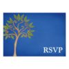 Tree Of Life Swirls Blue Bar Mitzvah Rsvp Paper Invitation Card