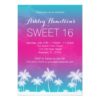 Tropical Teal Pink Sweet 16 Birthday Invitation Card