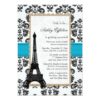 Turquoise Eiffel Tower Parisian Bridal Shower Invitation Card