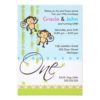 Twin Boy And Girl First Birthday Invitation Card