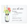 Vintage Mason Jar & Wild Flowers Save The Date Invitation Card