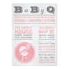 Vintage Pink Gray Bbq Girl Baby Shower Invitation Card
