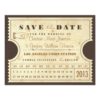 Vintage Punch Card Ticket Save The Date Invitation Card