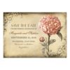Vintage Rustic Save The Date Card With Pink Peony Invitation Card