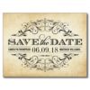 Vintage Wedding Save The Date | Swirl And Flourish Postcard