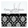 Wedding Invitation Monogram Damask Back View Square Invitation Card