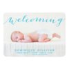 Whimsical Blue Script Photo Birth Announcement Invitation Card