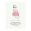Whimsical Pink Cake Baby Girl 1St Birthday Party Paper Invitation Card