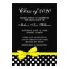 Yellow Bow Polka Dots Graduation Announcement Invitation Card