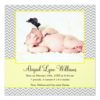 Yellow Gray Chevron Girl Photo Birth Announcement Square Invitation Card