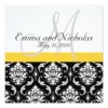 Yellow Monogram Damask Wedding Invitation Square Invitation Card