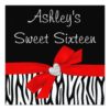 Zebra Red Bow Diamond Sweet 16 Invitations Square Invitation Card