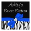 Zebra Royal Blue Bow Diamond Sweet 16 Invitations Square Invitation Card