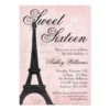 Vintage Paris Pink Black Sweet 16 Birthday Invitation Card