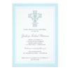 Elegant Cross Blue Baby Boy Christening Invitation Card