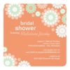Bridal Shower Invitation | Mint Green Peach Daisy Square Invitation Card