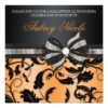 Floral Swirl Quincea?Era Invite With Jeweled Bow Square Invitation Card