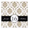 Black Gold White Damask Sweet Sixteen Invitations Square Invitation Card