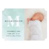 Aqua Watercolor Monogram Birth Announcement