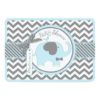 Blue Elephant Bow Tie Chevron Print Baby Shower Invitation Card
