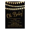 Oh Baby Black Gold Gender Neutral Baby Shower Invitation Card