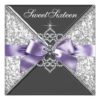 Diamonds Purple And Black Sweet 16 Birthday Party Invitation