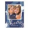 Painted Cheers Silver And Blue Abstract New Year's Invitation