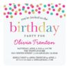 Colorful Confetti Birthday Party Invitations
