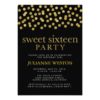 Glitter Gold & Black Confetti Sweet Sixteen Party Invitation