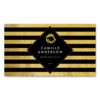 Stylish Gold And Black Stripes With Gold Lips Business Cards (Pack Of 100)