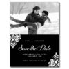 Black And White Damask Save The Date Postcard
