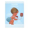 Cute Baby Boy On Phone 1st Birthday Chevrons Invitation Card