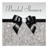 Faux Silver Sequins Chic Black Bow Bridal Shower Invitation